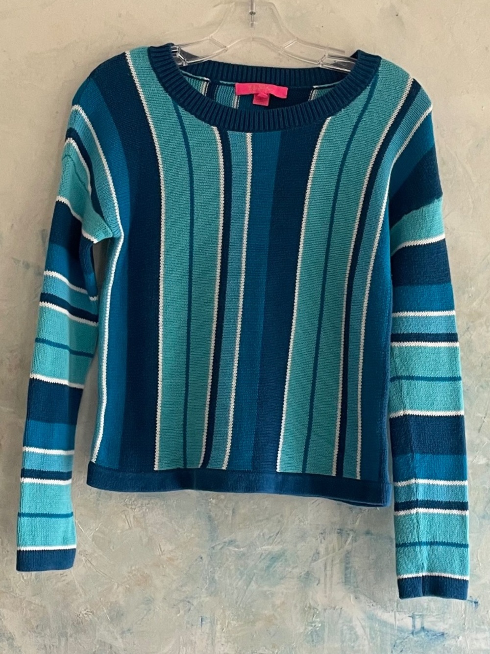 Lilly Pulitzer Daryn Striped Knit Pullover Sweater Bikini Blue XS